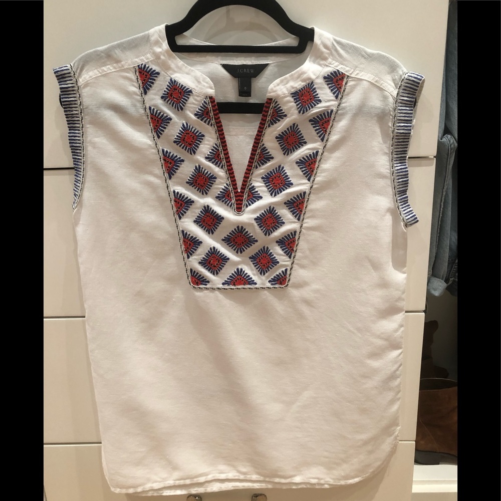 J Crew embroidered tunic top size 0